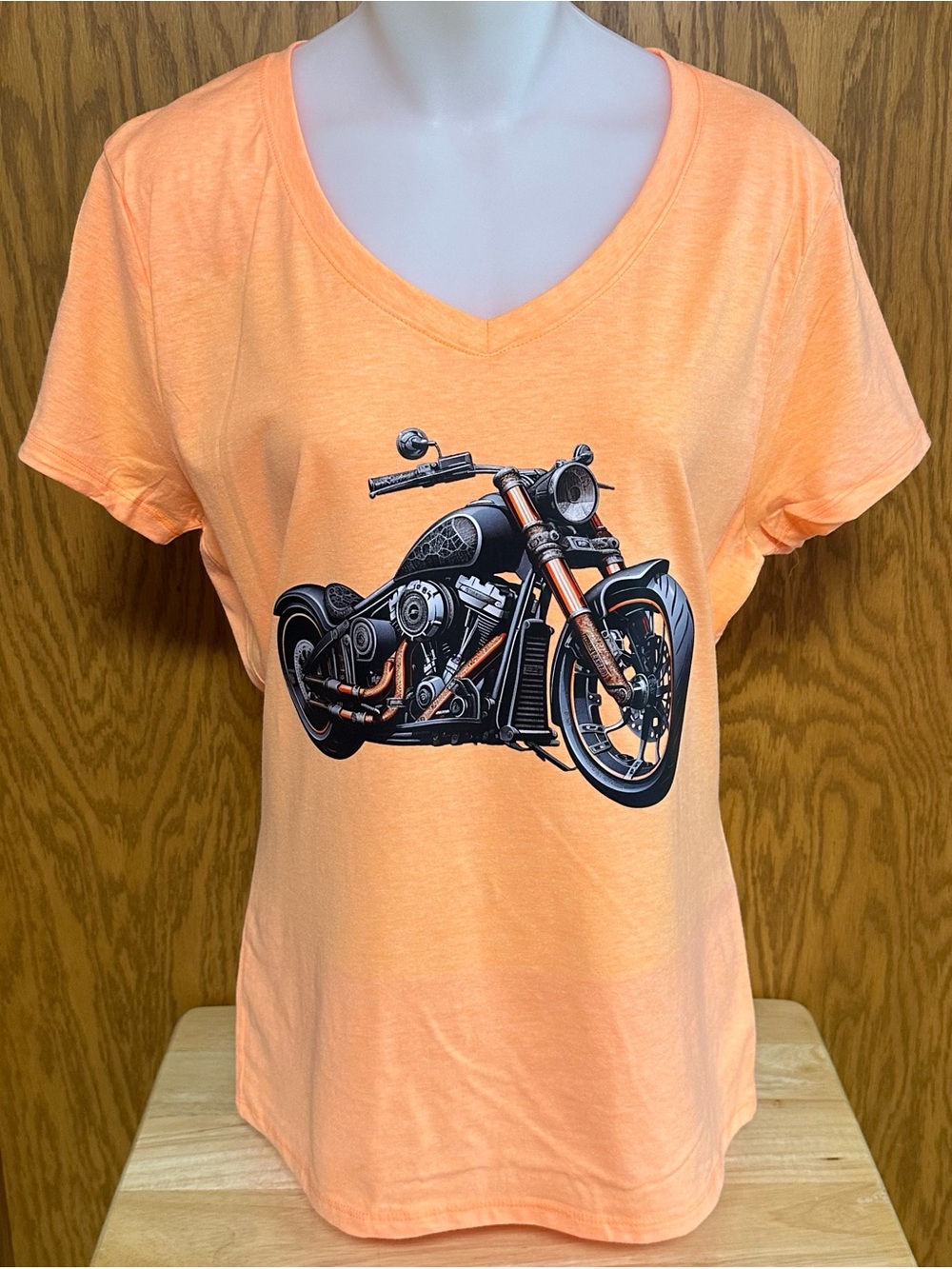 Motorcycle V-Neck Graphic Tee - NIP